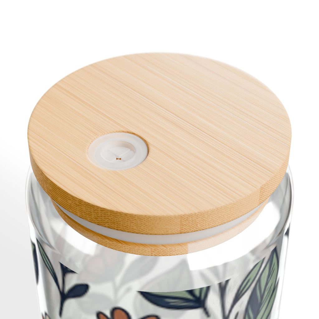 Glass Can with Straw and Lid, 16oz