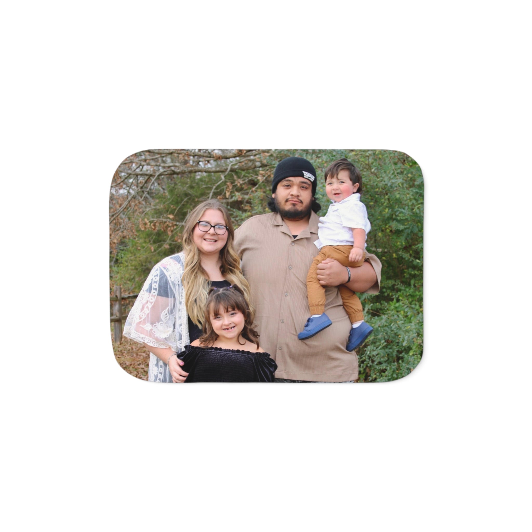 Personalized Photo Sherpa Blanket — Custom Family Picture Cozy Throw