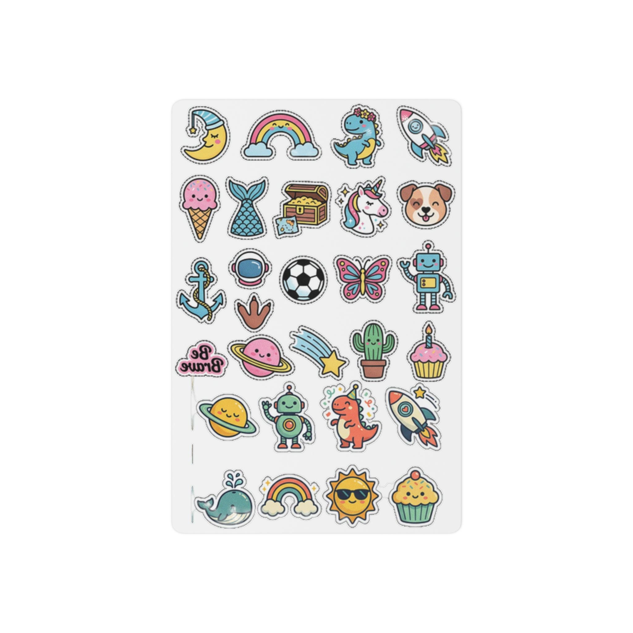 Kids’ Fun Tattoos — Cute Rainbow, Dino, Unicorn & Space Temporary Tattoo Sheet