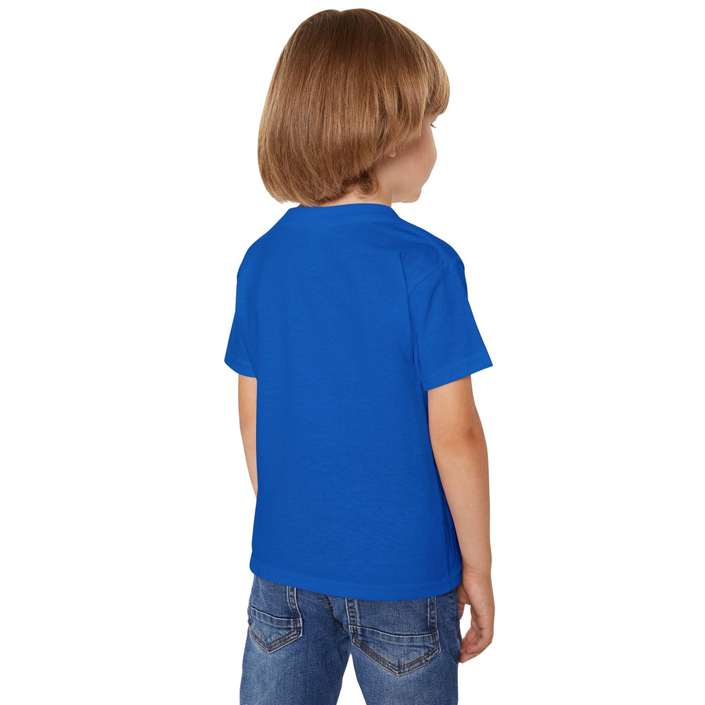 Toddler T-Shirt — Patriotic Dinosaur 4th of July Tee with Flags, Fireworks & Balloons