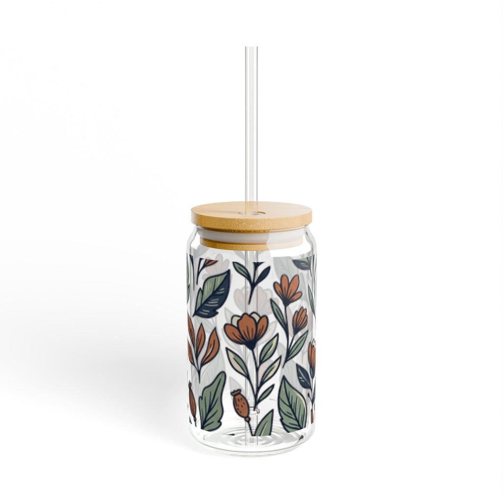 Glass Can with Straw and Lid, 16oz